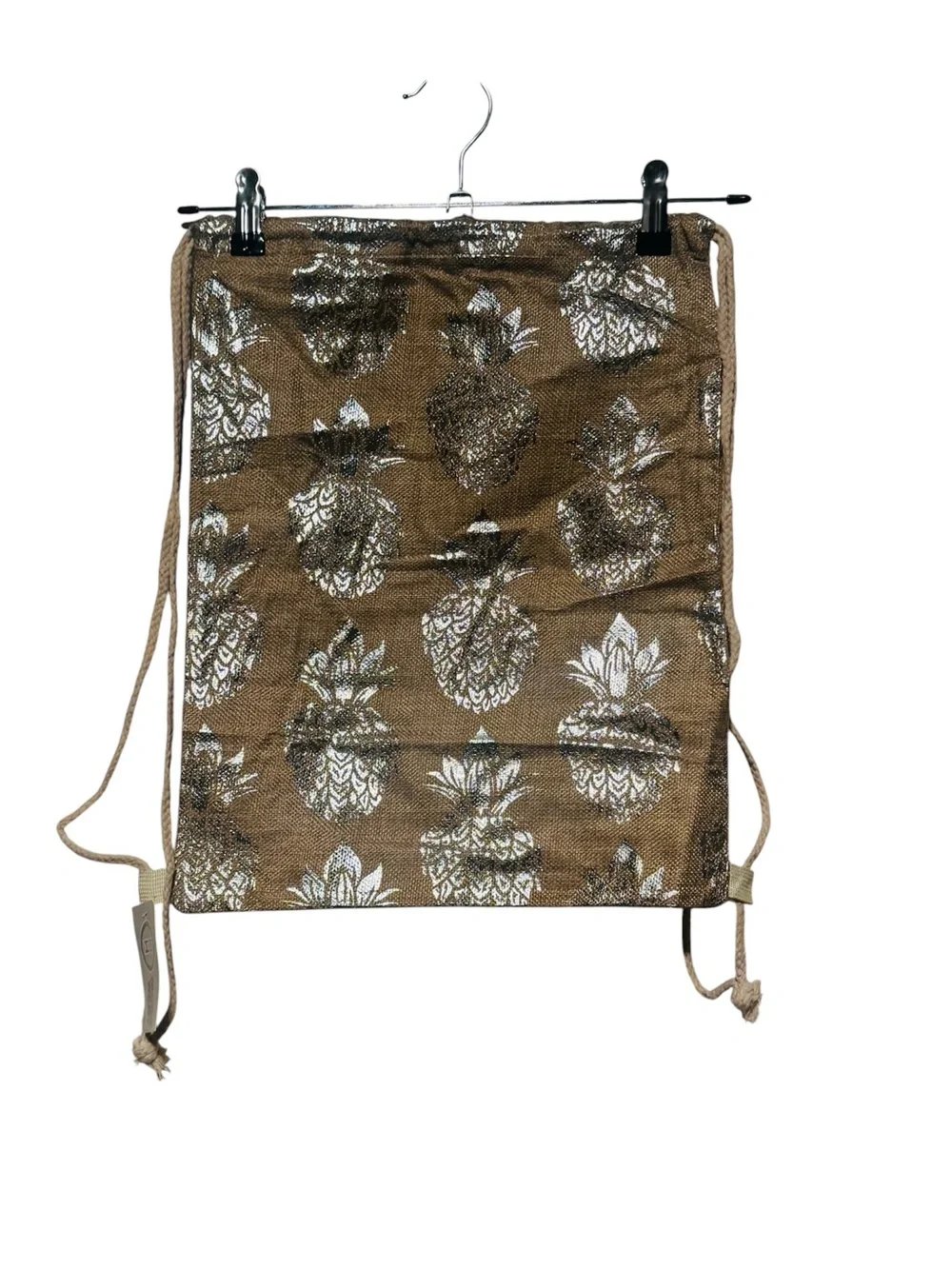 Gold  & Silver Pineapple Drawstring Backpacks ( Set of 2) NWT